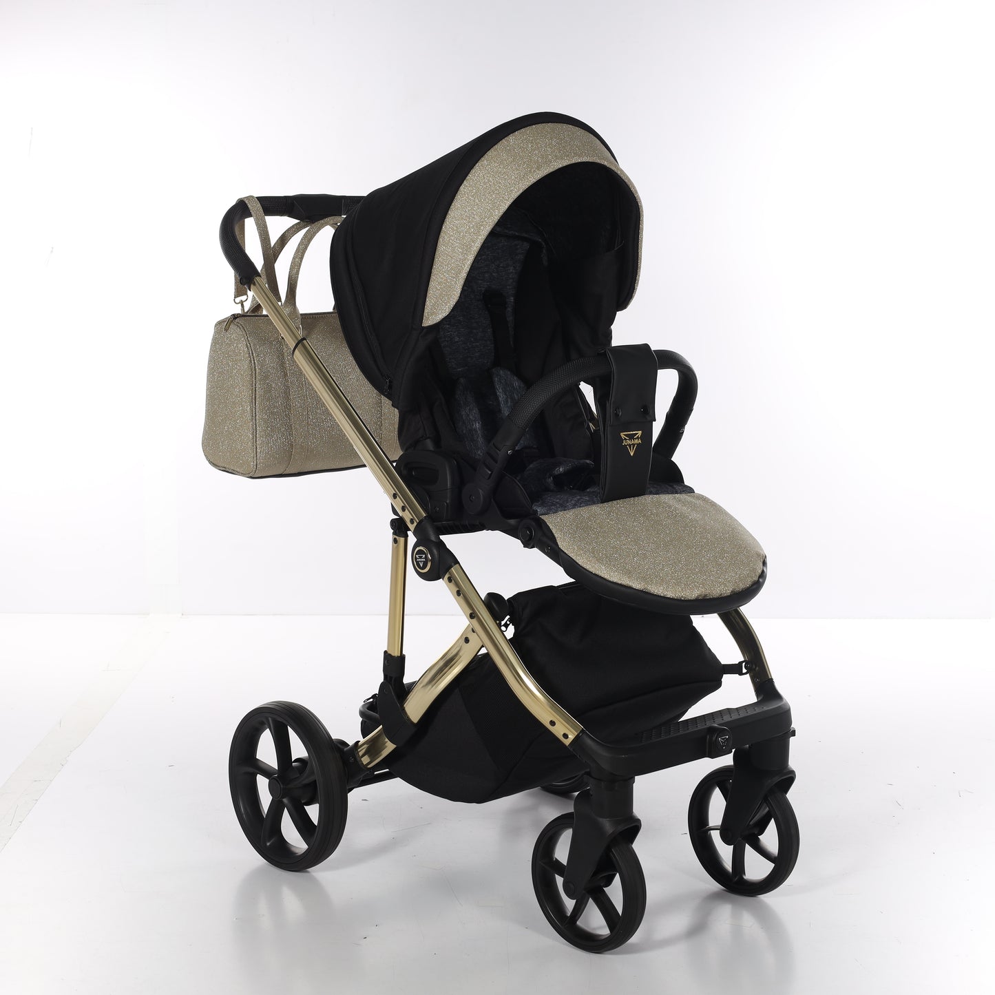 Junama TERMO GLITTER 2 in 1 , prams and stroller, V3 BLACK GOLD