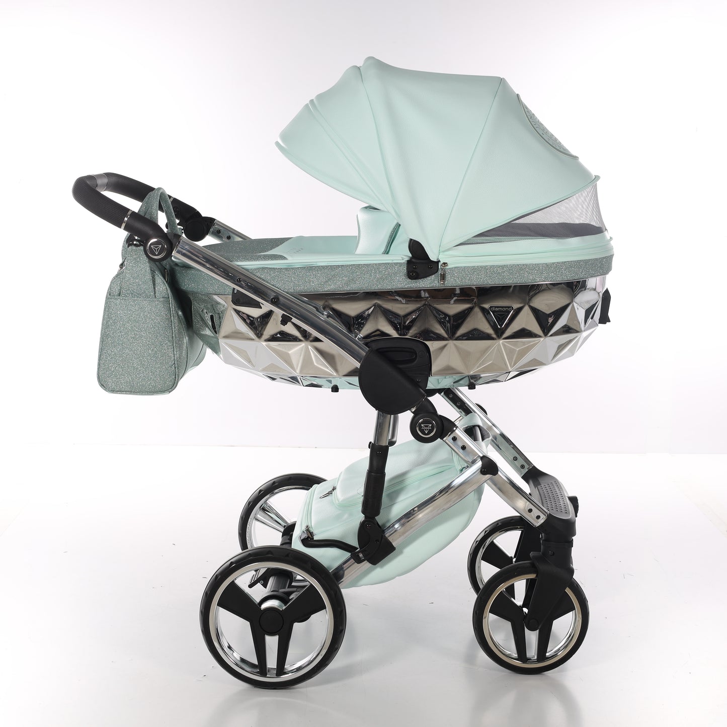 Junama HANDCRAFT GLITTER V3 2 in 1 , prams and stroller, MINT