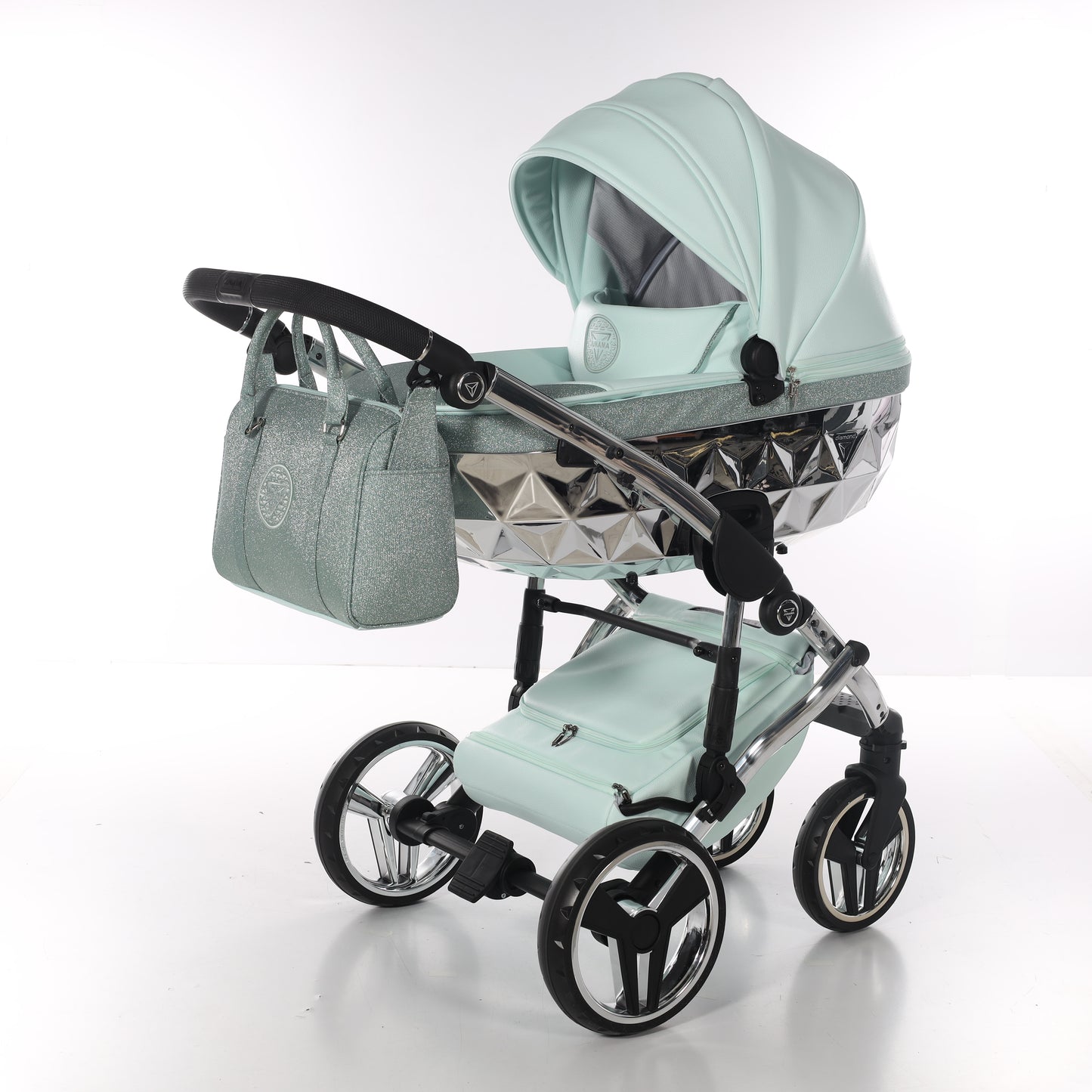 Junama HANDCRAFT GLITTER V3 2 in 1 , prams and stroller, MINT