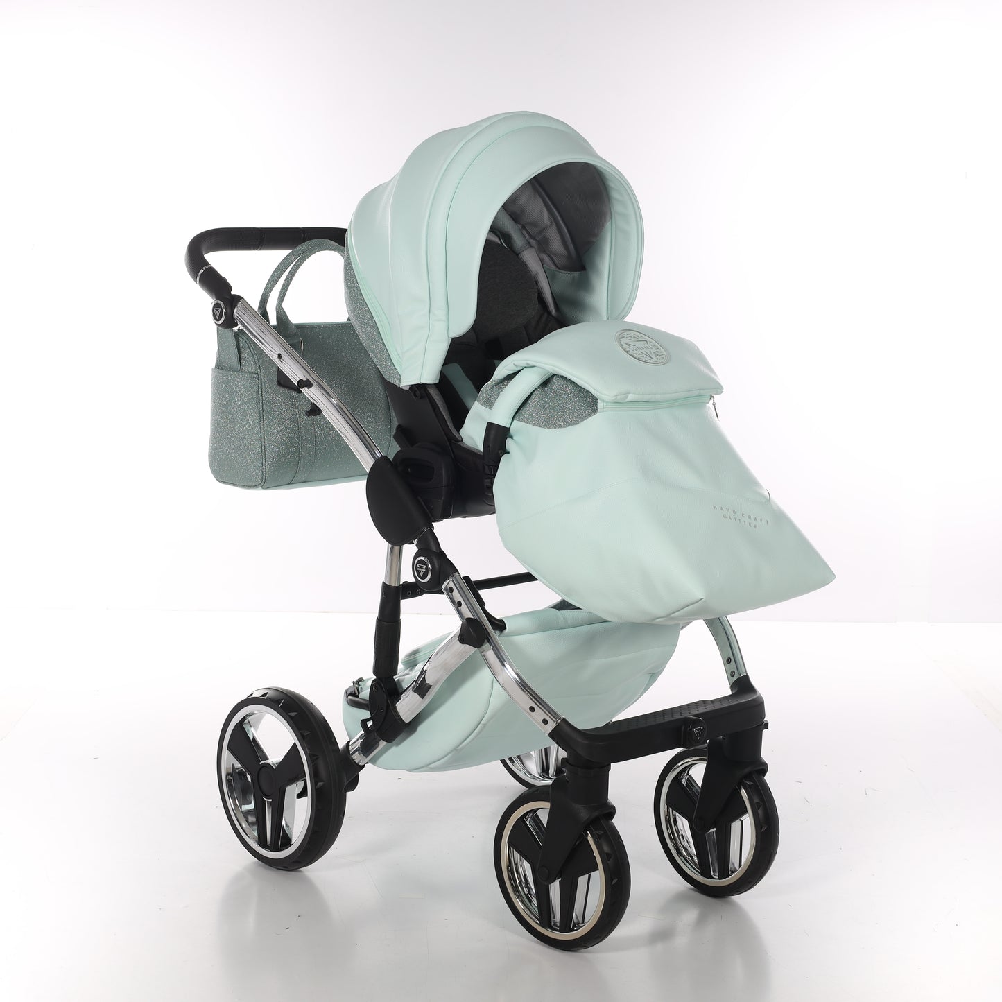 Junama HANDCRAFT GLITTER V3 2 in 1 , prams and stroller, MINT