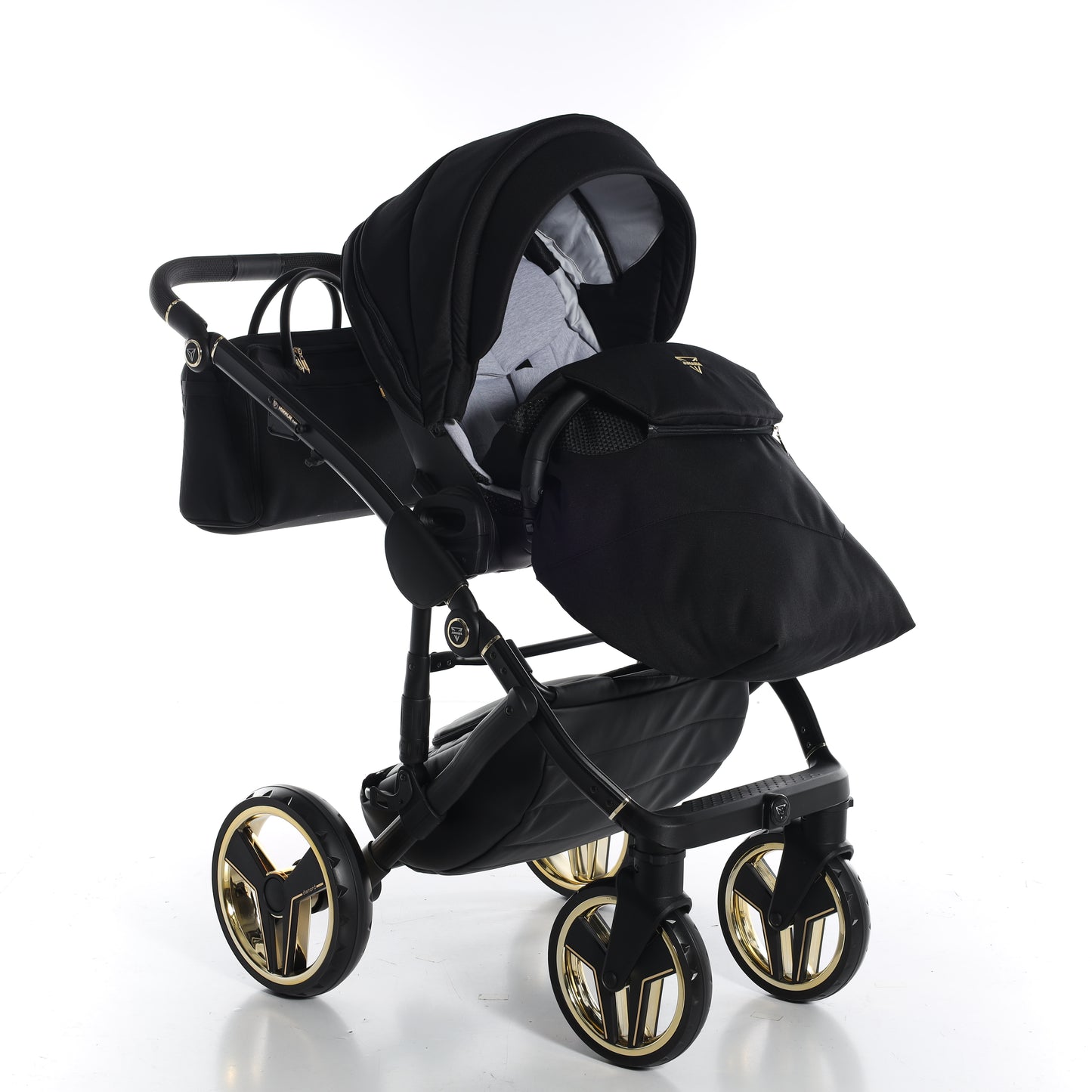 Junama FLUO V3 SATIN 2 in 1 , prams and stroller, BLACK GOLD