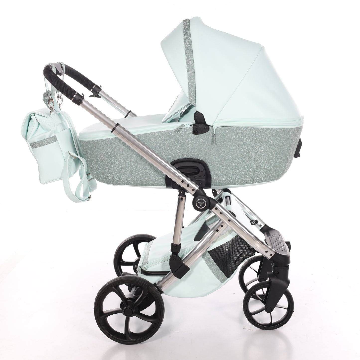 Junama TERMO GLITTER ECO 2 in 1 , prams and stroller, V3 MINT SILVER