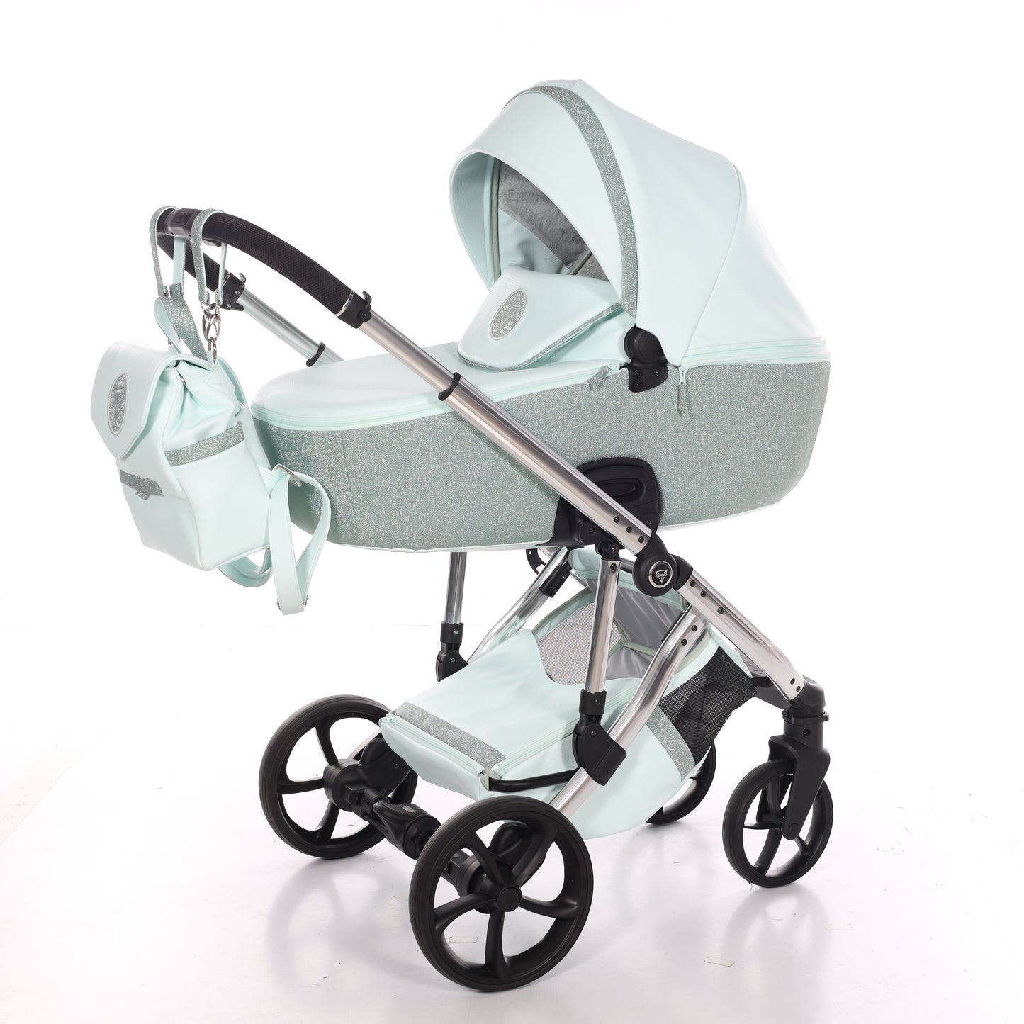 Junama TERMO GLITTER ECO 2 in 1 , prams and stroller, V3 MINT SILVER