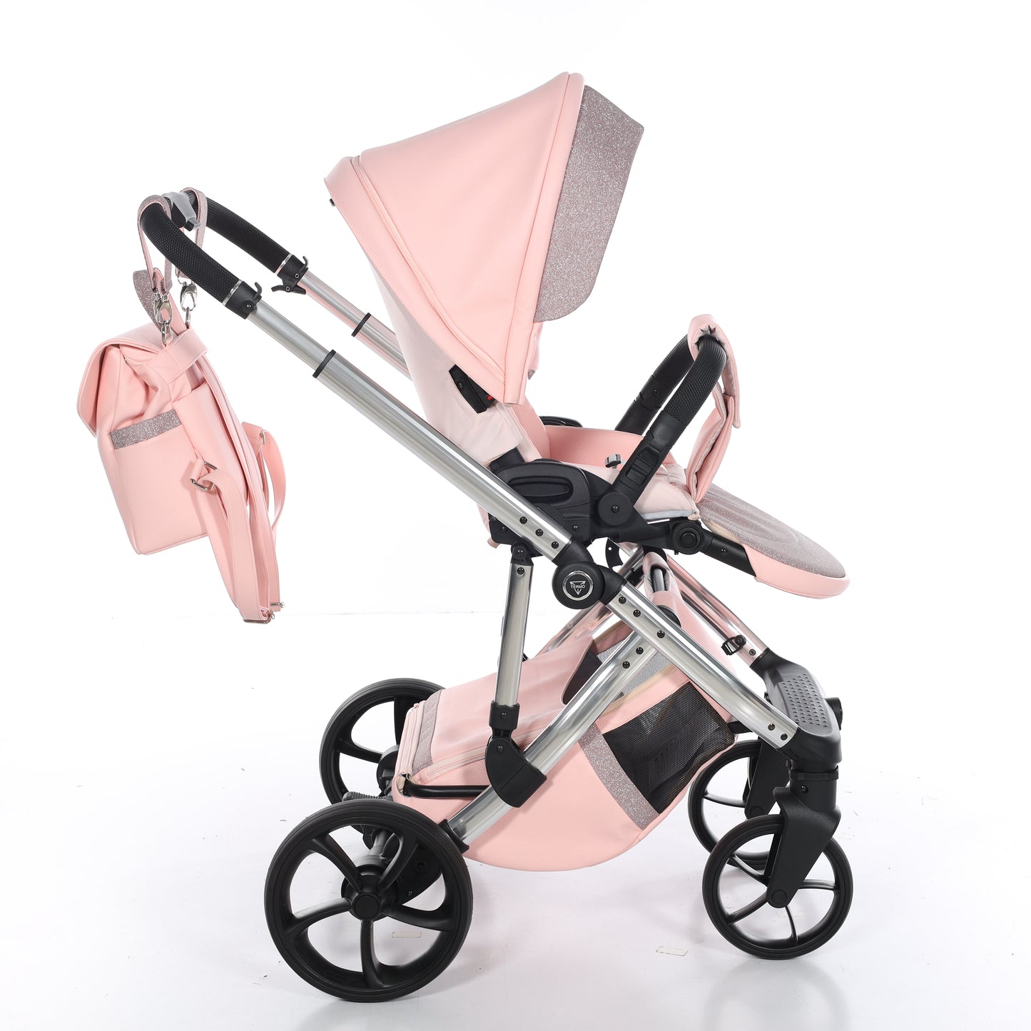 Junama TERMO GLITTER ECO 2 in 1 , prams and stroller, V3 PINK SILVER